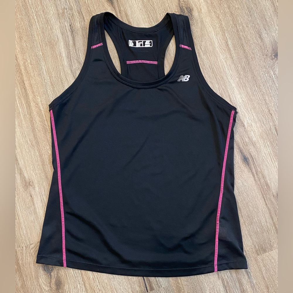 New Balance Women's Black and Pink Lightningdry Tank Top